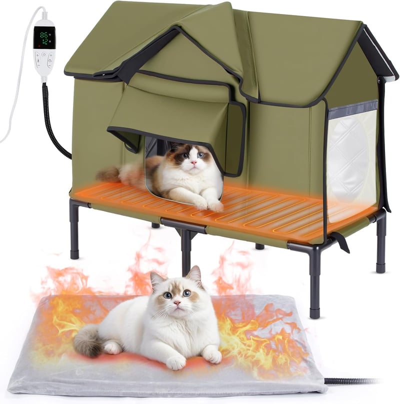 Ownpets fűthető macskavilla termosztáttal, időzítővel, 43x63x43cm XL