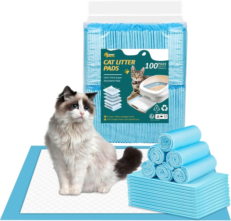 Ownpets Macska Alomtálca Betét 45x33 cm, Vízálló 6 Rétegű Szívóképes Pelenka Cicáknak, 20 Darabos Csomag