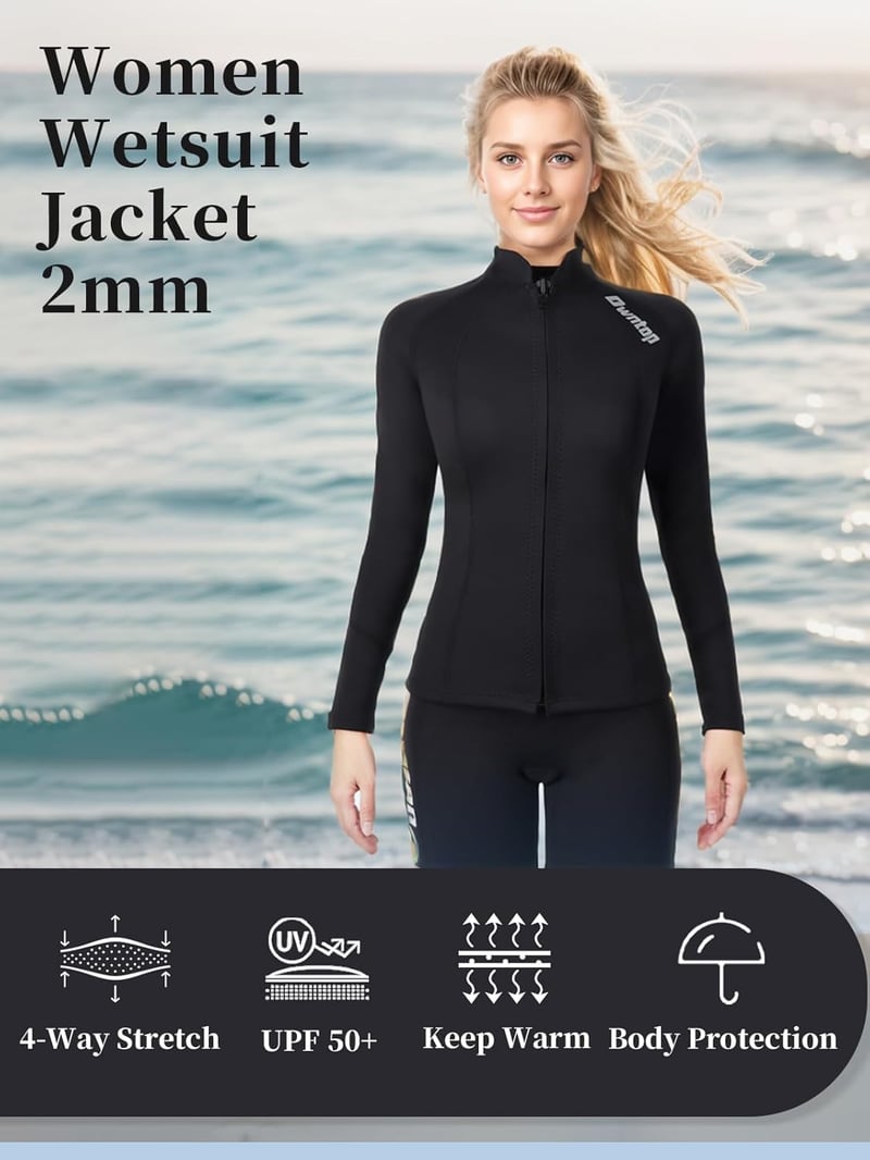 Owntop 2mm Neoprén Búvárruha Felső Férfi Női Hosszú Ujjú Cipzárral