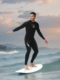 Pánsky neoprénový oblek Owntop 3/2 mm, veľkosť XL, čierny, zips vpredu, dlhý, na surfovanie a potápanie 7