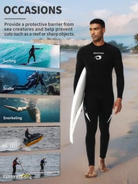 Pánsky neoprénový oblek Owntop 3/2 mm, veľkosť XL, čierny, zips vpredu, dlhý, na surfovanie a potápanie 6