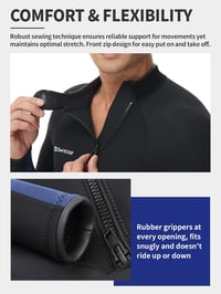 Owntop 3/2 mm neoprén wetsuit elöl cipzárral, nyújtható búvárkodási ruha férfiaknak és nőknek 3