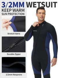 Owntop 3/2 mm neoprén wetsuit elöl cipzárral, nyújtható búvárkodási ruha férfiaknak és nőknek 4