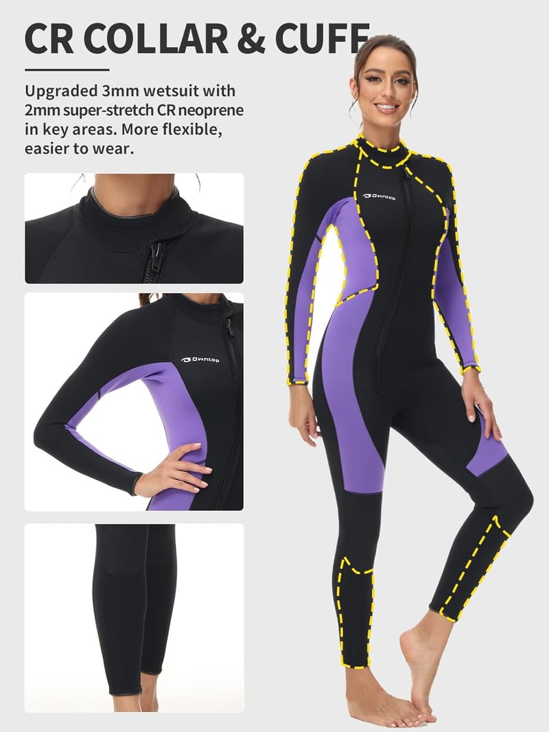 Owntop 3/2mm Neoprén Wetsuit Elöl Zippes Búvárkodás Szörfözés Termál Teljes Hosszú