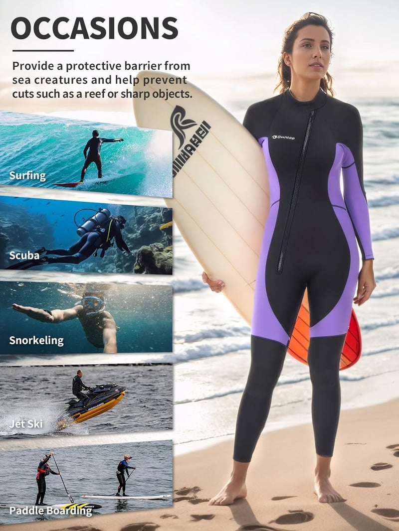 Owntop 3/2mm Neoprén Wetsuit Elöl Zippes Búvárkodás Szörfözés Termál Teljes Hosszú