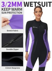 Owntop 3/2mm Neoprén Wetsuit Elöl Zippes Búvárkodás Szörfözés Termál Teljes Hosszú 4