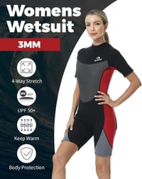 Owntop 3/2mm Neoprén Wetsuit Férfi és Női Búvárkodáshoz, Szörfözéshez - L, Women Red 3