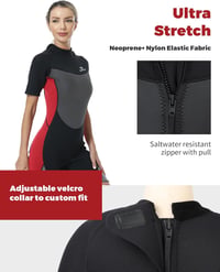 Owntop 3/2mm Neoprén Wetsuit Férfi és Női Búvárkodáshoz, Szörfözéshez - L, Women Red 5