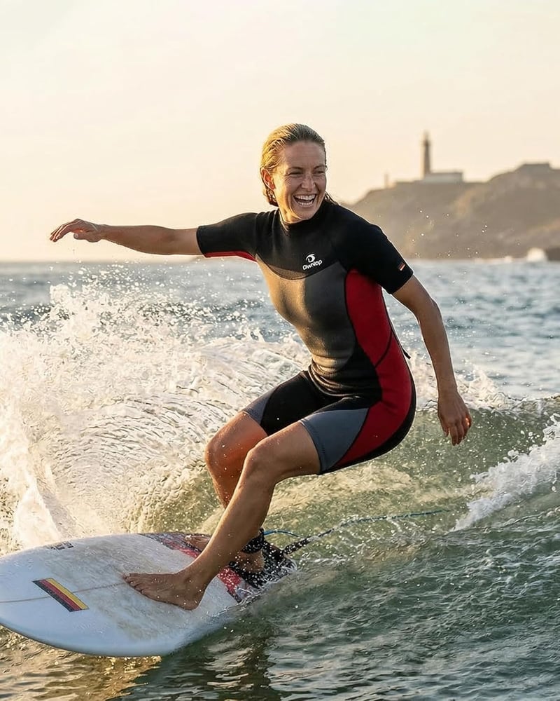 Owntop 3/2mm Neoprén Wetsuit Férfi és Női Búvárkodáshoz, Szörfözéshez - L, Women Red