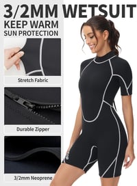 Owntop 3/2mm Shorty Neoprén Úszóruha Férfi Női Hátzipper Búvárkodáshoz Szörfözéshez 3