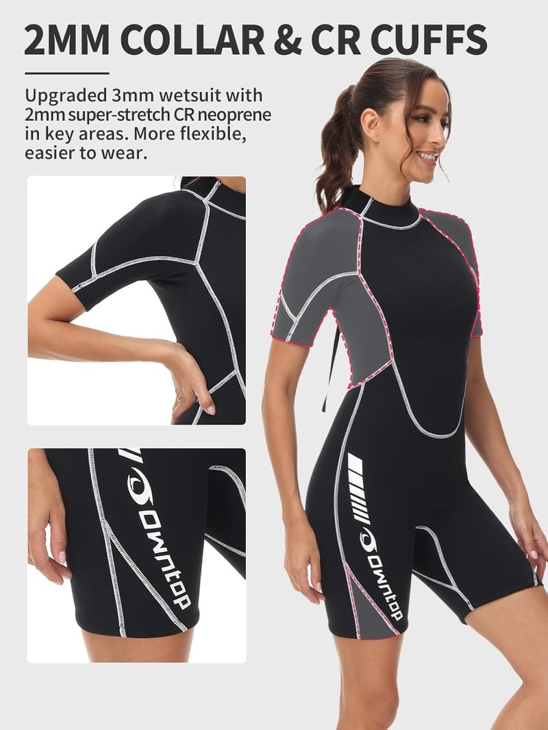 Owntop 3/2mm Shorty Neoprén Úszóruha Férfi Női Hátzipper Búvárkodáshoz Szörfözéshez