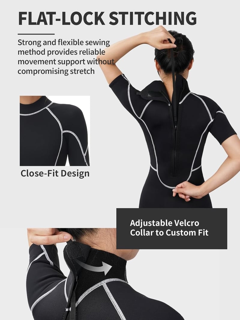 Owntop 3/2mm Shorty Neoprén Úszóruha Férfi Női Hátzipper Búvárkodáshoz Szörfözéshez