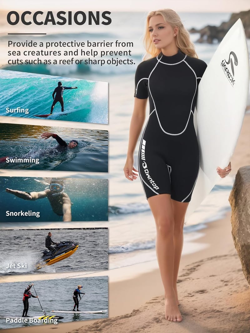 Owntop 3/2mm Shorty Neoprén Úszóruha Férfi Női Hátzipper Búvárkodáshoz Szörfözéshez