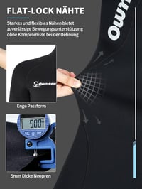 Owntop 5 mm Neoprén Búvárruha Férfiaknak és Nőknek - Elöl Cipzáras Hosszú Ujjú Egyrészes Vízálló Hőtartó Úszóruha UPF50+ Védelem Búvárkodásh 4