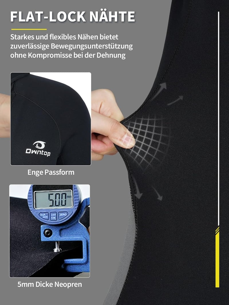Owntop 5mm neoprén búvárkodási ruha férfiaknak és nőknek - elülső cipzárral, hosszú ujjal, UPF50+ védelemmel