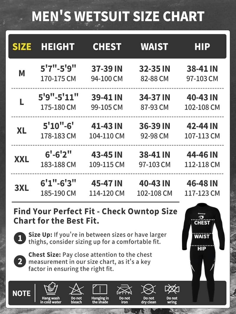 Owntop 5mm Neoprén Wetsuit Férfi Női - Hátoldali Cipzár, Teljes Test Búvárkodás Hideg Vízhez