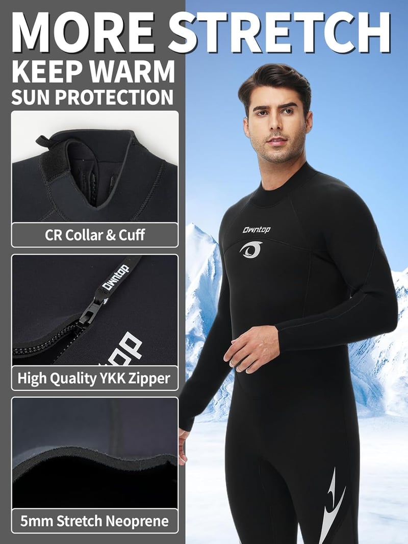 Owntop 5mm Neoprén Wetsuit Férfi Női Hátzipper Búvárkodás Szörfözés