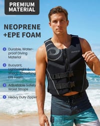Vestă de salvare pentru adulți Owntop din neopren, dispozitiv de flotabilitate cu dublă centură de siguranță pentru plimbări cu barca, caiac, pescuit și vâslit, ușoară și pliabilă 2