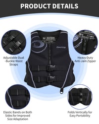 Vestă de salvare pentru adulți Owntop din neopren, dispozitiv de flotabilitate cu dublă centură de siguranță pentru plimbări cu barca, caiac, pescuit și vâslit, ușoară și pliabilă 4