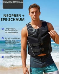 Vestă de înot pentru adulți Owntop din neopren, vestă de flotabilitate pliabilă, ajutor pentru înot cu centură de siguranță dublă, pentru navigație, caiac și pescuit, gri, mărimea L 2