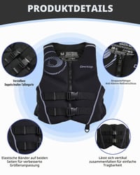 Vestă de înot pentru adulți Owntop din neopren, vestă de flotabilitate pliabilă, ajutor pentru înot cu centură de siguranță dublă, pentru navigație, caiac și pescuit, gri, mărimea L 4