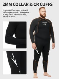 Owntop neoprénový potápačský oblek pánsky/dámsky plus size 3/2 mm so zadným zipsom, celotelový termooblek na potápanie v studenej vode a surfovanie, čierny, 3XL 6