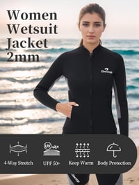 Owntop Neoprén Wetsuit Felső 2mm Hosszú Ujjú Férfi Női Vízálló Dzseki YKK Cipzárral 4