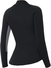 Owntop Neoprén Wetsuit Felső Férfi Női 2mm Hosszú Ujjú Elülső Zippes - L, Women's Grey 2