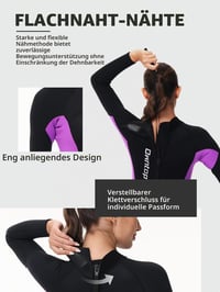 Dámsky celotelový neoprénový oblek Owntop 3/2 mm, ultra-elastický zimný surfový oblek s dlhým rukávom, zapínanie na zips vzadu, fialový, veľkosť 3XL 4