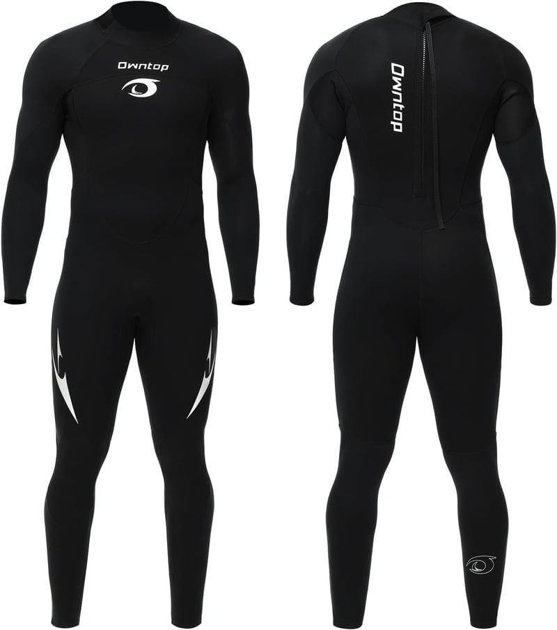 Owntop Unisex Neoprén Búvárruha 3/2 mm - Teljes Testű Vízálló Ruha Szörfözéshez, Úszáshoz, Búvárkodáshoz - Nyúlékony, Cipzáras, Fekete