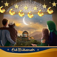 OWOAOOwl 90 LED Ramadán Fényfüzér Csillag Hold Távirányítóval 8 Mód 3