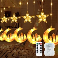 LED svetelná reťaz OWOAOOwl na ramadán s motívom hviezdy a mesiaca – 3 m, 90 LED, s diaľkovým ovládaním 2
