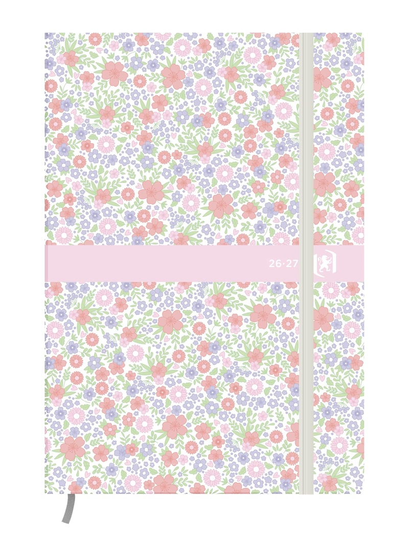 Diár Oxford Flowers 2026-2027 – 1 deň/strana, 352 strán, 12x18 cm, ružový