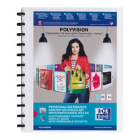 Dosar cu inele Oxford Polyvision A4 cu 20 de folii transparente și sistem Vario-Zip, mapă de prezentare albă 1