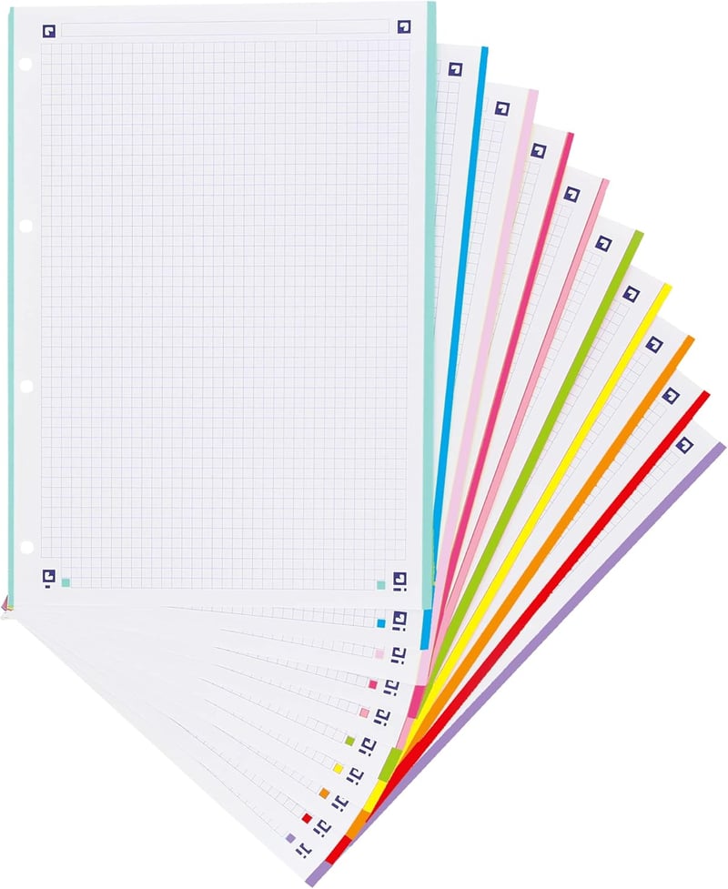 Oxford School A4 Füzetpótlás Kockás 5x5 mm Többszínű - A4, Ribbon, 10 colours, 10 Bands