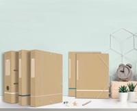 Zakladač Oxford Touareg A4 s krúžkovou mechanikou, chrbát 80 mm, papierový obal z recyklovaného papiera (kraft), matná béžová a biela farba 7