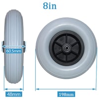 OXFUZZ Kerekesszék Első Kerék Szett - 20 cm (8") Kopásálló Szürke Tömör Gumi Abroncsok - Kerekesszék és Járássegítő Eszköz Alkatrész 2