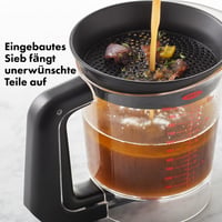 OXO Good Grips Nádoba na oddeľovanie tuku z výpeku, 1 l, priehľadná, so silikónovým ventilom, vstavaným sitkom, vhodná do umývačky riadu 2