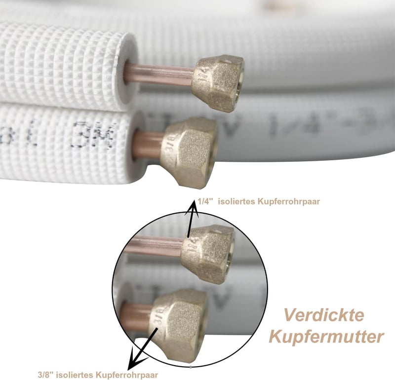 Oxycute 2x3m réz hűtőcsatorna szett 9000/12000 BTU klímához szigetelt csövek