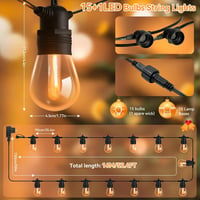 OxyLED 16m Kültéri Fényfüzér 16 LED Izzóval IP65 Vízálló Kerti Dekoráció 5