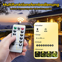 OxyLED Fénykábel 20m - 300 LED Meleg Fehér Kültéri-Beltéri Világítás IP44 Vízálló, 7 Üzemmód, Időzítővel, Kerthez, Ünnepekhez, Esküvőhöz 2