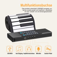OYAYO 88 Billentyűs Összecsukható Roll Up Piano MIDI Elektronikus Billentyűzet 128 Hangszer 4
