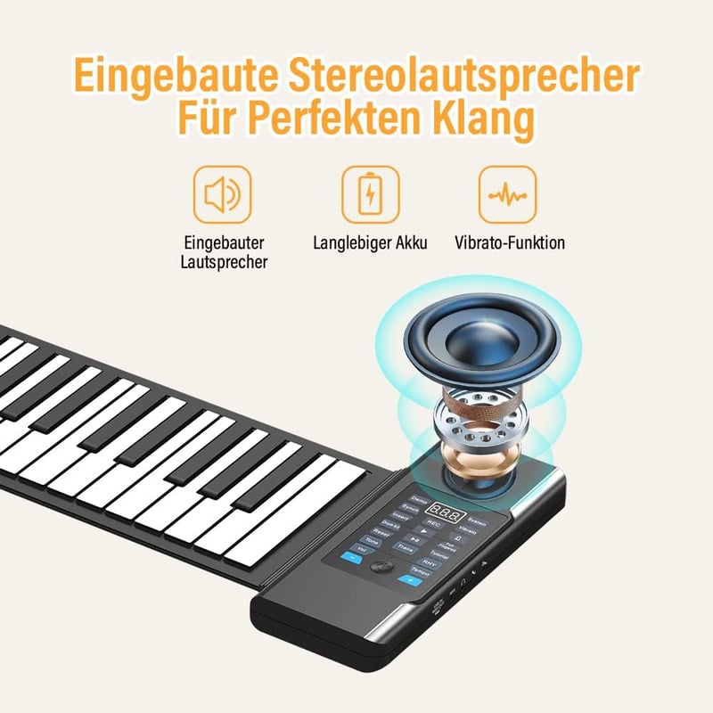 OYAYO 88 Billentyűs Összecsukható Roll Up Piano MIDI Elektronikus Billentyűzet 128 Hangszer
