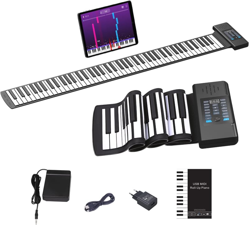 OYAYO 88 Billentyűs Összecsukható Roll Up Piano MIDI Elektronikus Billentyűzet 128 Hangszer