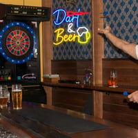 OYCGZV Darts Beer LED Neon Fali Lámpa - Retro Stílusú Világító Dekoráció Bárba, Játékszobába, Férfi Barlangba, 33,5x32 cm 6