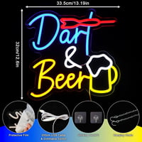 OYCGZV Darts Beer LED Neon Fali Lámpa - Retro Stílusú Világító Dekoráció Bárba, Játékszobába, Férfi Barlangba, 33,5x32 cm 2