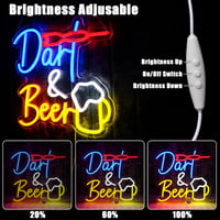 OYCGZV Darts Beer LED Neon Fali Lámpa - Retro Stílusú Világító Dekoráció Bárba, Játékszobába, Férfi Barlangba, 33,5x32 cm 3