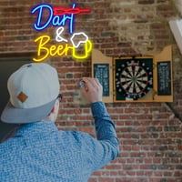 OYCGZV Darts Beer LED Neon Fali Lámpa - Retro Stílusú Világító Dekoráció Bárba, Játékszobába, Férfi Barlangba, 33,5x32 cm 7