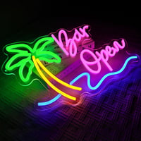OYCGZV Pálmafás Bar Open LED Neon Fali Világítás - Dekoratív Fényreklám Bárba, Kávézóba, Otthoni Pubba, Nyári Parti Dekorációhoz, 40x31 cm 4