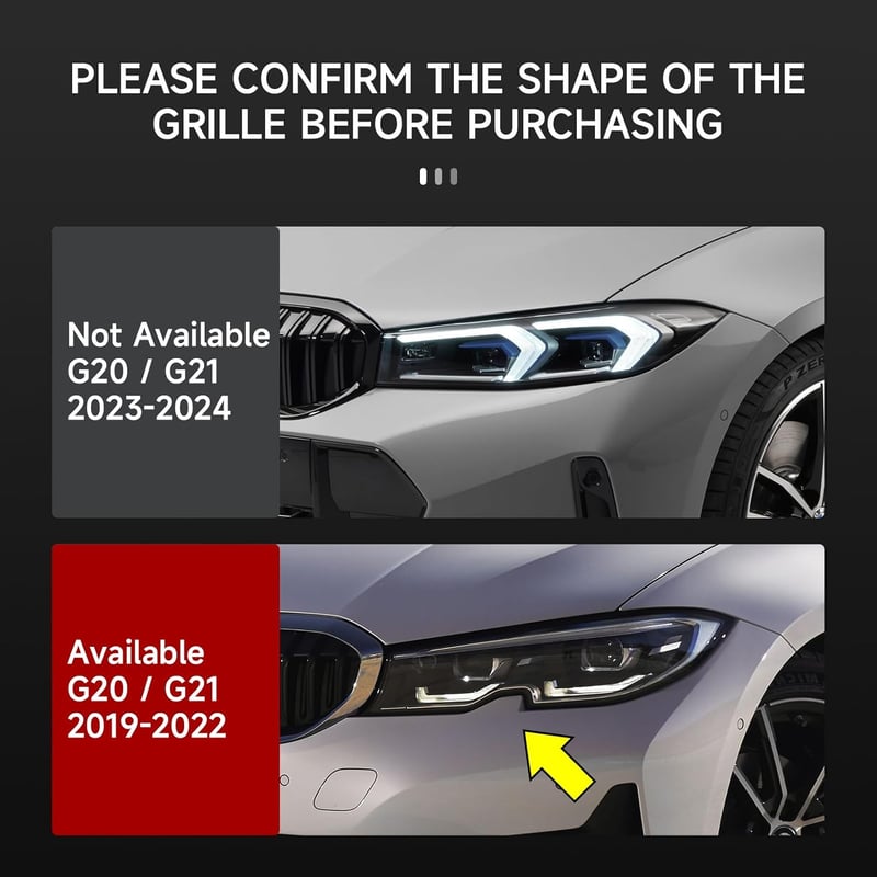 OYDDL 3 részes elülső rács betét BMW 3-as G20 G21 2019-2022 veseforma rács